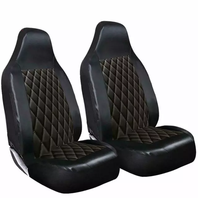 FOR MERCEDES VITO - Premium Black Diamond Quilted Van Seat Covers - 2 x Fronts