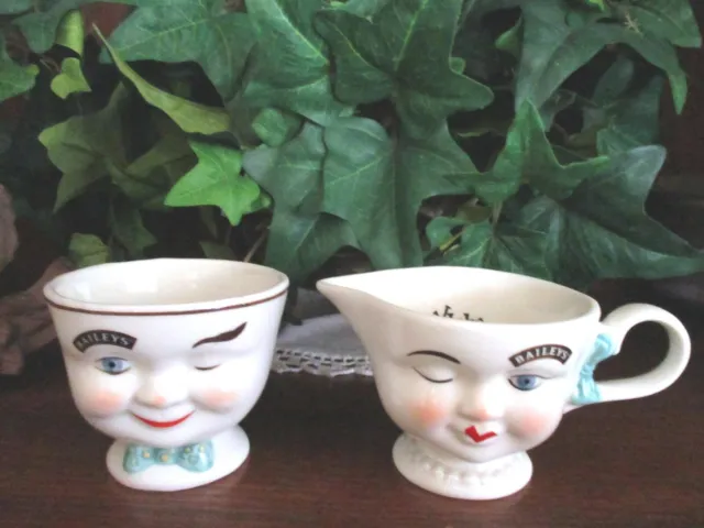 Baileys Irish Cream Creamer Sugar Set Winking Man Woman Limited 1996