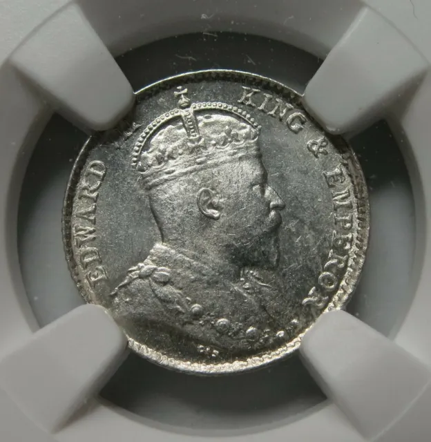 STRAITS SETTLEMENTS Malaysia 5 cents 1910 Bombay NGC MS 64 UNC Silver Edward VII 2