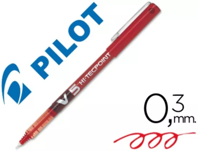 Boligrafo pilot punta aguja v-5 rojo 0.5 mm. CAJA 12 Uds.