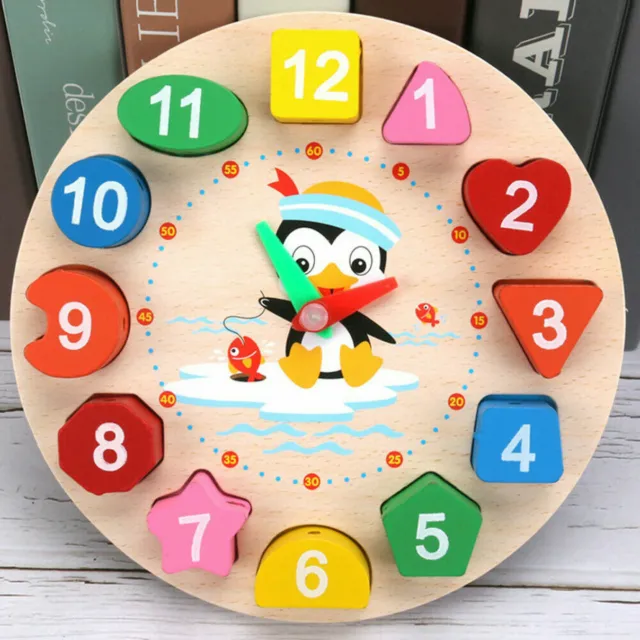 Children New Wooden Clock Puzzle Sorting Toy Gifts Toddler Kid Educational Toy