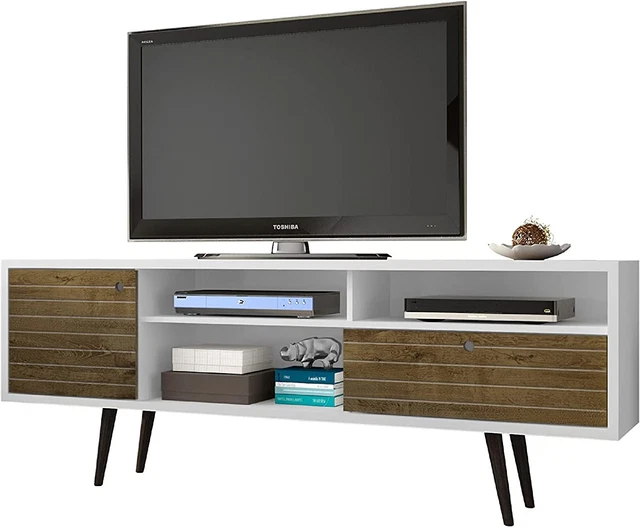 Liberty Mid-Century Modern Living Room TV Stand with Shelves and a Cabinet with