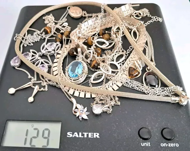 Solid Silver Ladies Job Lot of x 12 NECKLACES. 129Gram ( ALL GOOD TO WEAR) 2