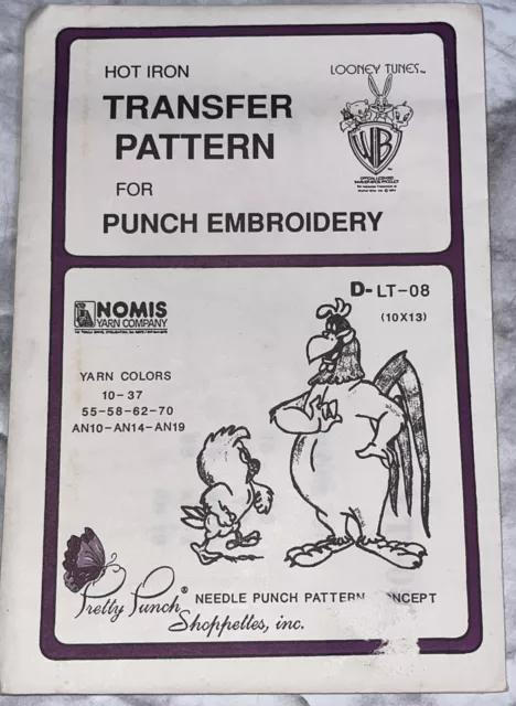 Pretty Punch Hot Iron Looney Tunes Patrón de Transferencia Raro Foghorn Leghorn