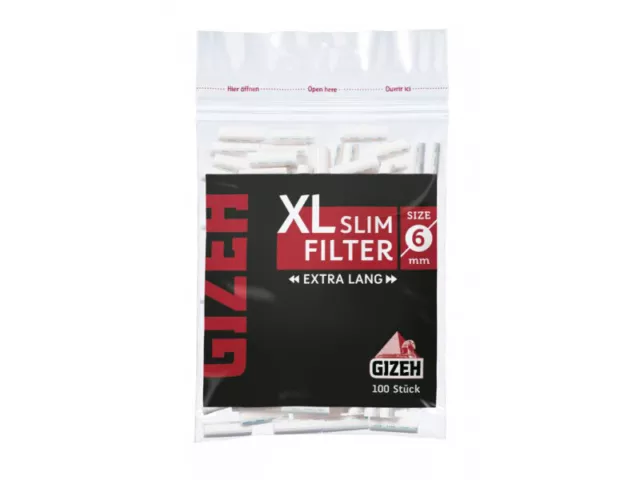 Gizeh XL Slim Filter Zigarettenfilter 6mm Extra Lang 100 Filter pro Beutel