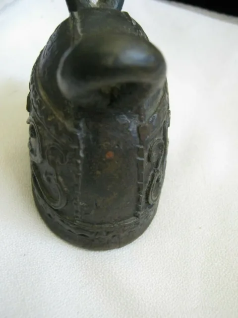 SIGNED Mid-Late 1800s MANDALAY hka-lauk Bronze BUFFALO BELL 3" x 2.5" x 1.75" 9