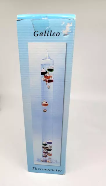 Galileo Glass Thermometer w/ 5 floating bubble spheres orbs  64° F to 80° F 12"