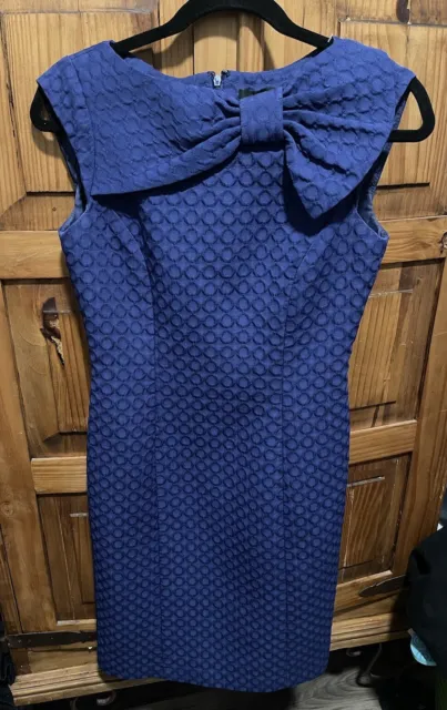 Tahari ASL Cobalt Blue Sleeveless Sheath Dress With Bow Accent Size 2