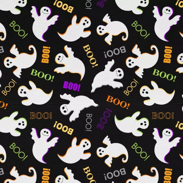 Spooky Ghost Boo Black Craft Sewing Quilting Cotton Fabric 1/2 Yard