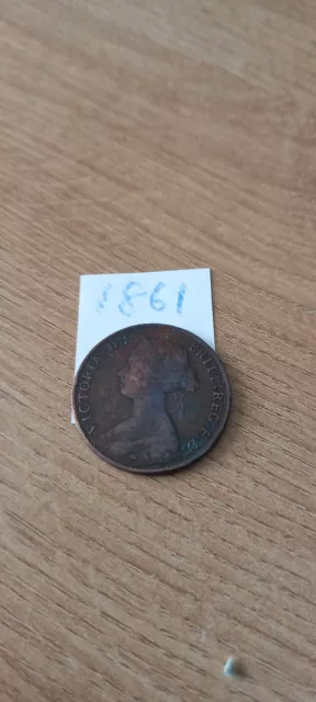 1861 Victoria half penny coin