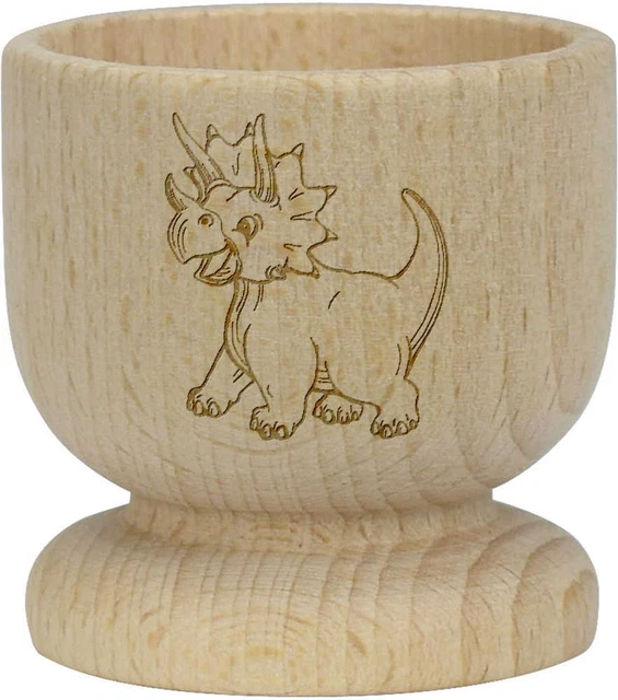 "Taza de huevo de madera ""Triceratops dinosaurio de dibujos animados"" (EC00023821)"