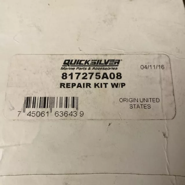 Quicksilver Water Pump Repair Kit 817275A08 Water Pump Upper Repair Kit New
