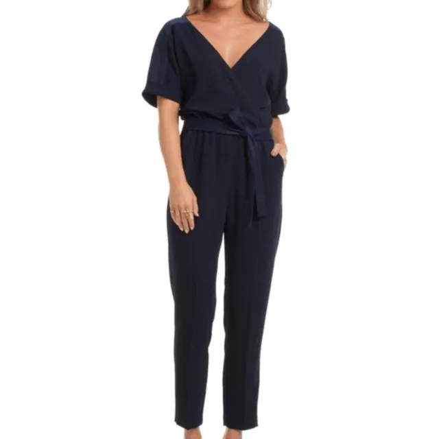 Gently used Navy blue Trina Turk Rumi short sleeve Jumpsuit 12