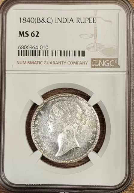 1840 B & C East India Company Rupee Ngc Ms62