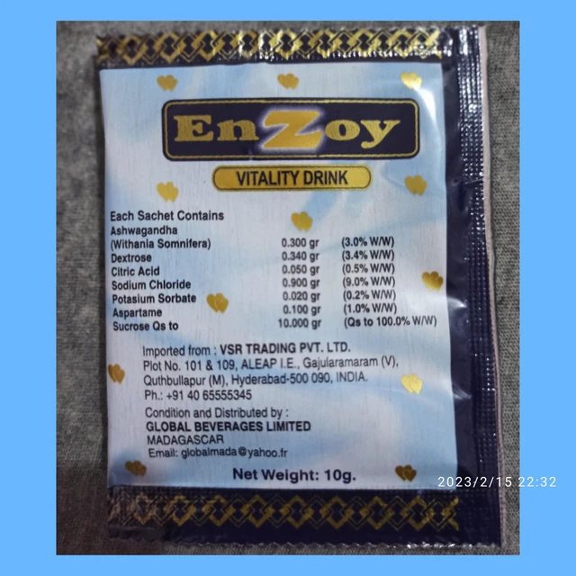 EnZoy Vitality, 6 sachets de 10 gr- Péremption 04/2024 (lettre suivie laposte).