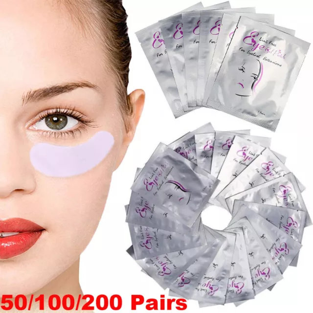 200 Pairs Eyelash Lash Extensions Under Eye Gel Pads Lint Patches Makeup Salon