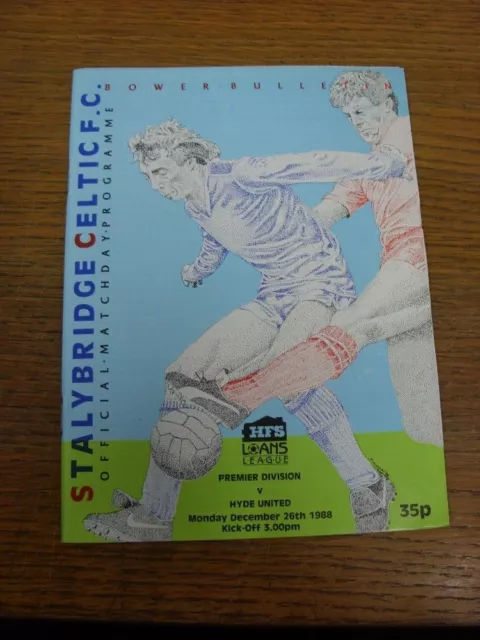 26/12/1988 Stalybridge Celtic v Hyde United  . Footy Progs items include FREE Po