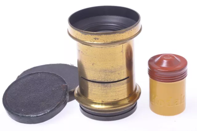 ✅ Unmarked Hermagis? Antique Brass Lens ‘270Mm’ 8X10” Lf Camera Waterhouse Slot