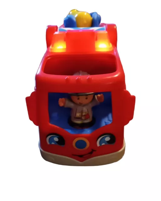 FISHER-PRICE Little People Firetruck & Fireman Lights Sirens Sounds Red Yellow