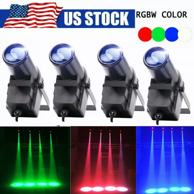 4PCS Pin Spot Beam Stage Lighting LED Spotlight RGBW DMX Bar Party DJ Disco KTV