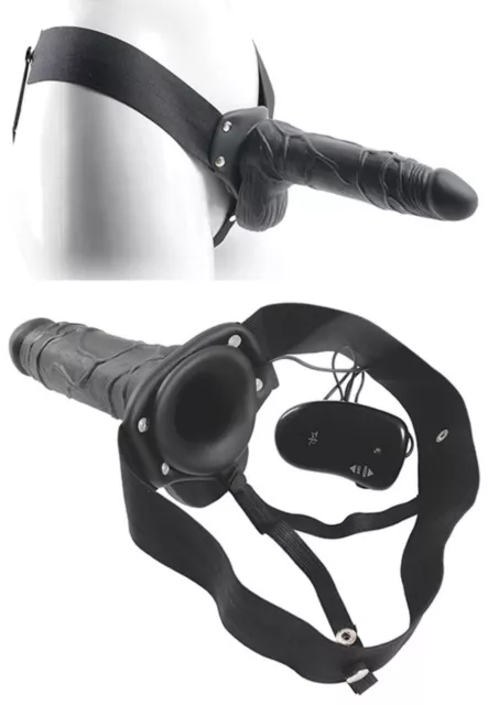 Vibratore vaginale indossabile cavo fallo vibrante realistico anale strap on 2