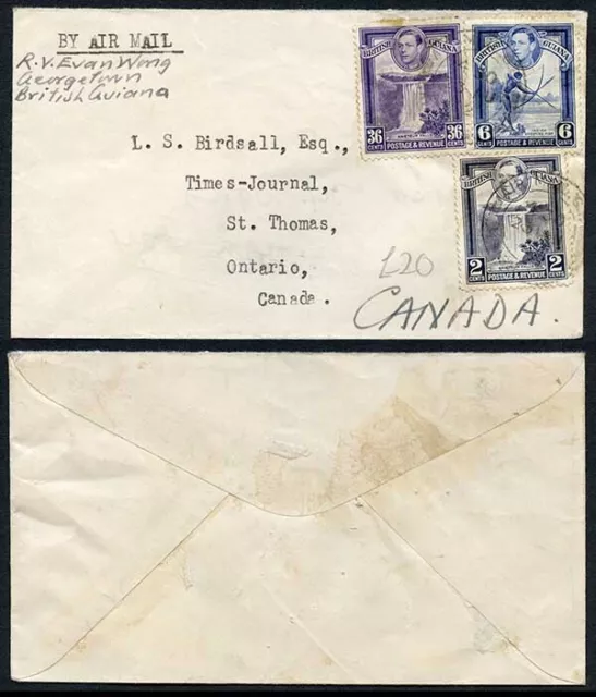 British Guiana KGVI Mixed franking cover