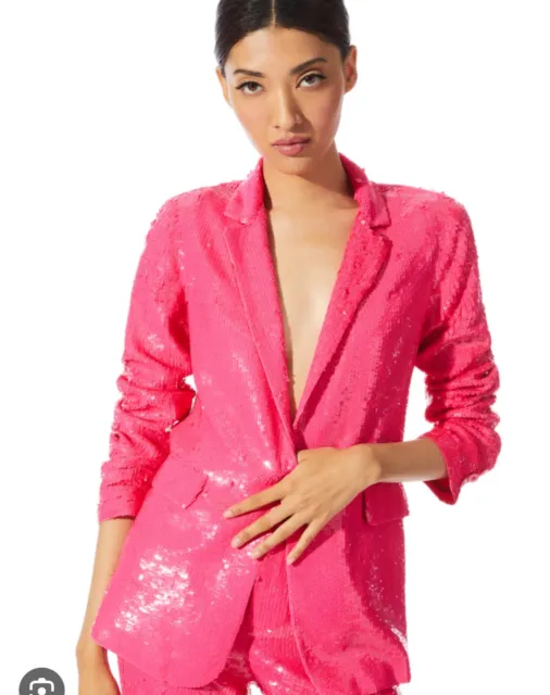 NWT Alice + Olivia Macey Wild Pink Sequin Blazer - Retail $795 Size 0