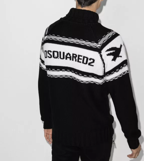 Dsquared2 Maglione Nero Con Logo ricamato Icon Taglia L