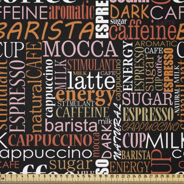 Kaffee Stoff als Meterware Bunte Typography Art