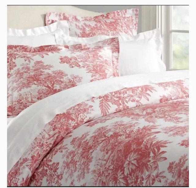 Pottery Barn Matine Toile Full Queen Duvet Cover Desert Rose White Linen Cotton Pottery Barn Matine Toile Full Queen Duvet Cover Desert Rose White Linen Cotton
