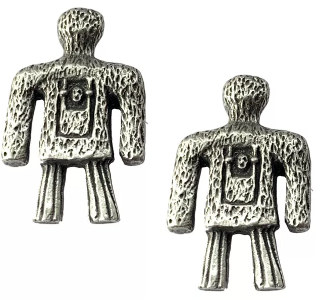 2 x Wicker Man Pagan Handcrafted From English Pewter Pin Badges -Hin-1589