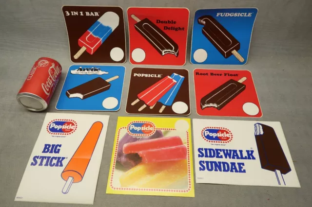 Lot of 9 Vintage Original Ice Cream Truck Signs 1960’s Popsicle Fudgsicle 9