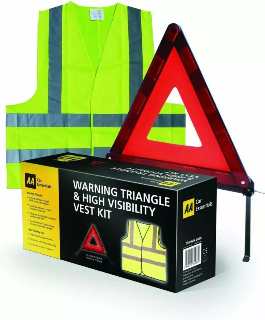 AA Foldable Warning Triangle & High Vis Visibility Vest Jacket Emergency Kit