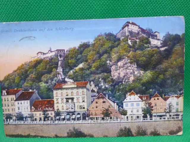 AK Graz Steiermark, Schlossberg, Drahtseilbahn 1918 gel. v.Hindenburg (Nr. 1323)