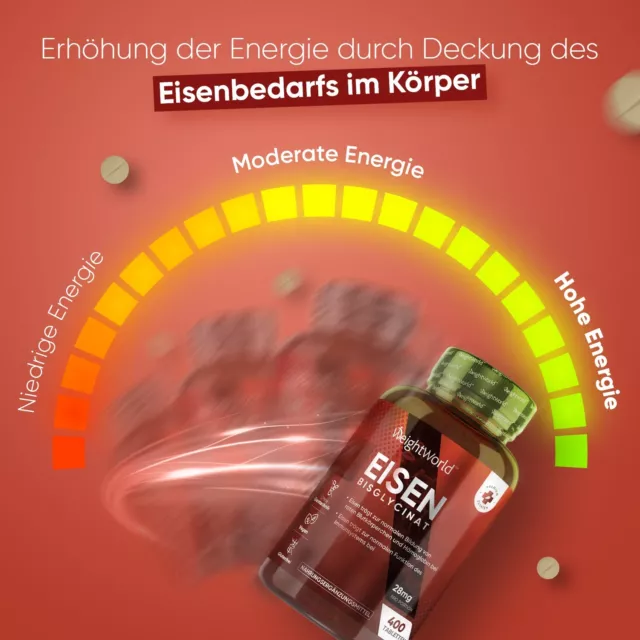 Eisen Tabletten - 400Stück - 28mg - für Frauen & Männer - Hämoglobin - 6+ Monate 3