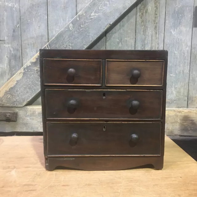 Antique Victorian Mahogany Pine 4 Drawer Chest of Drawers Apprentice Piece 19th