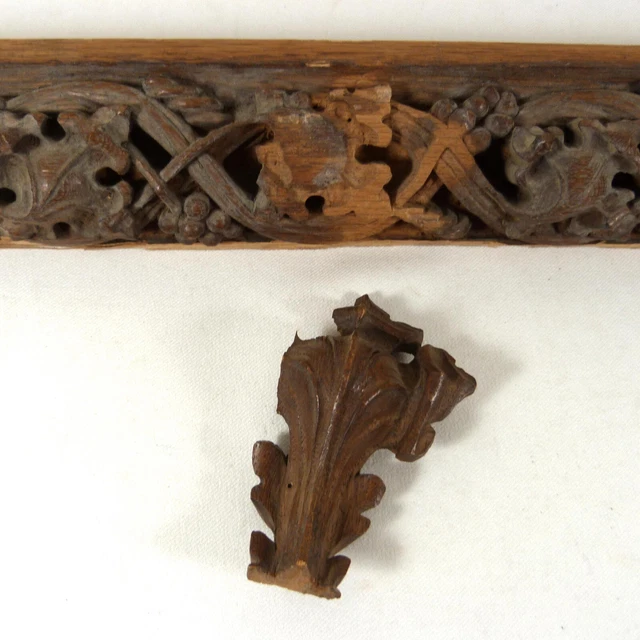 2 Antique Hand-Carved Oak Architectural Salvage Trim Pieces Grape Vine 24 x 2.5" 10