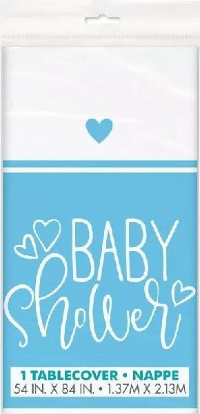 BABY SHOWER PARTY - BLUE HEARTS TABLECOVER - BOY'S  tableware FAST DISPATCH