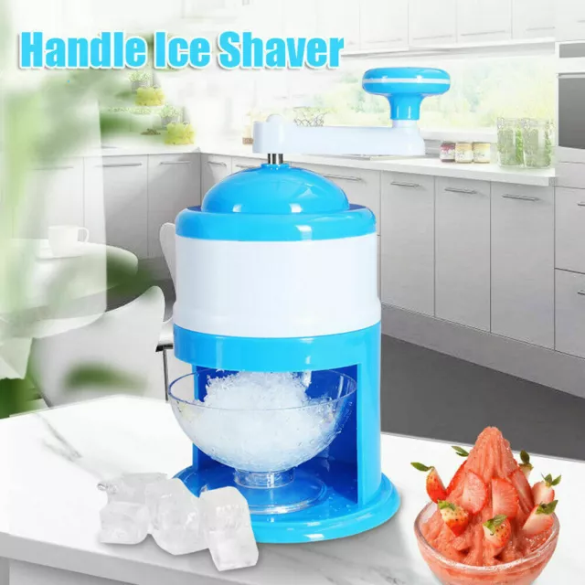 Portable Crank Ice Crusher Manual Shaver Block Shaving Machine Snow Cone Shaved