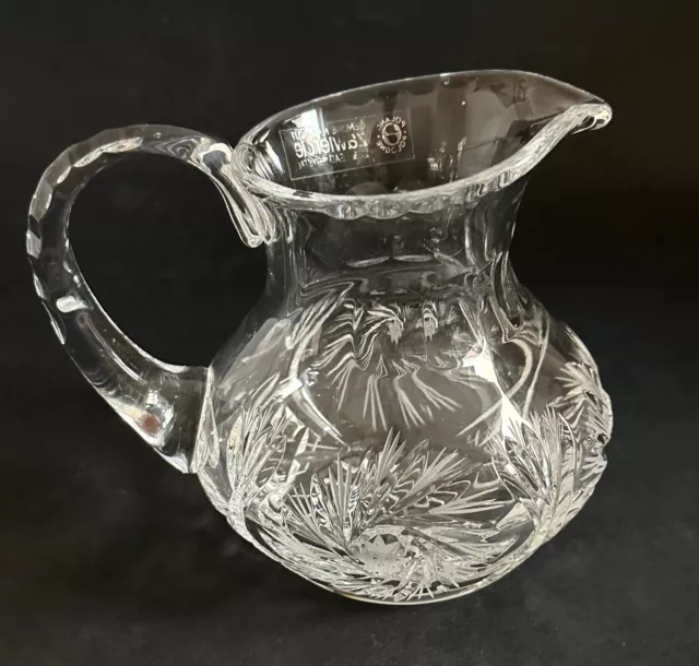 Zawiercie Polish Hand Cut 24% Lead Crystal Cut Glass Jug / Vase 4.5”  Beautiful