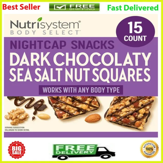 Cuadrados de nuez de sal marina Nutrisystem chocolate oscuro, 15 quilates