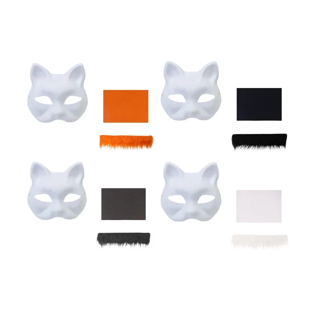1set therian masque kit avec laine en maille en maille à moitié visage masque de chat drôle robe à la peinture bricolage masque thérian pour halloween maquillage de rôles de rôle party