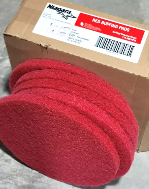 NIAGRA Buffing Pad 14 inch RED Buffing Cleaning Pads Niagra Buffing Pad 5 PK