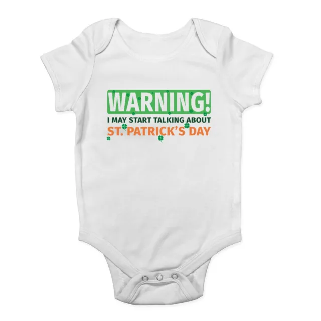 St Patricks Day Baby Grow Vest Warning May Start Talking About Bodysuit Boy Girl