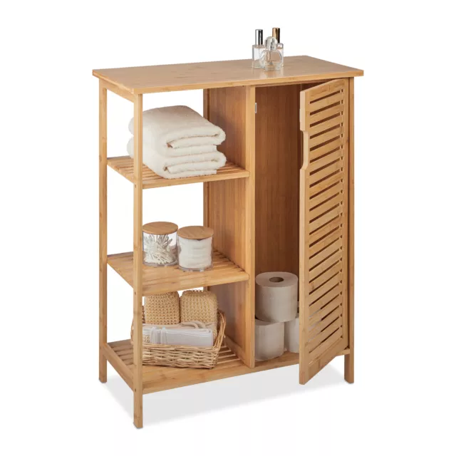 Badschrank Bambus Badezimmerschrank Badregal Bad Kommode Badmöbel Bambusschrank