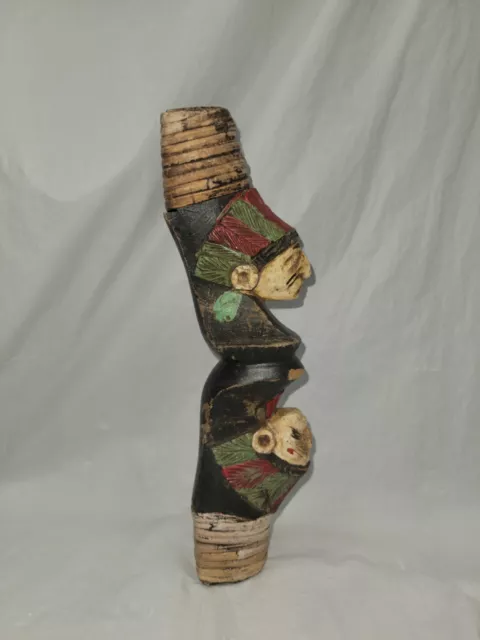 native american indian carved wood bow chief head # 5199