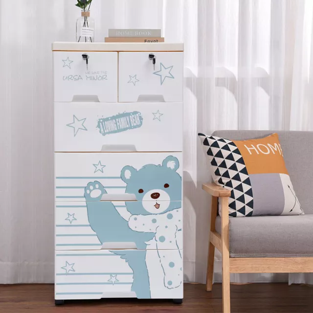 5 Layers Polar Bear Closet 6Drawers Tall Dresser Organizer Dolls Storage Cabinet 2