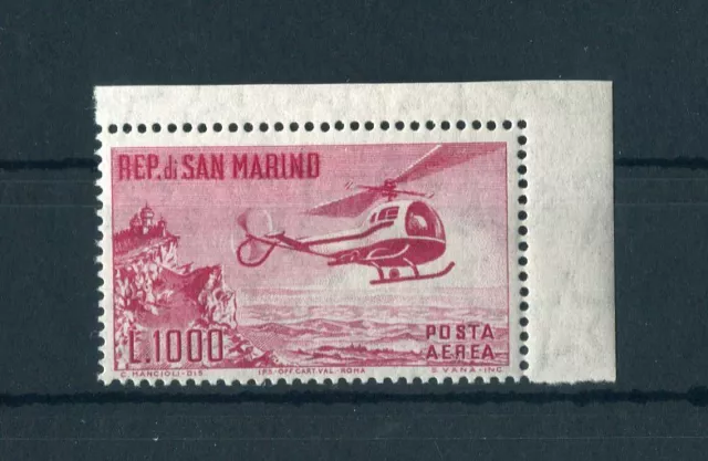 SAN MARINO Nr.696 ** RANDSTÜCK 1000L. FLUGPOST 1961 ME 50,-++ !!! (148871)