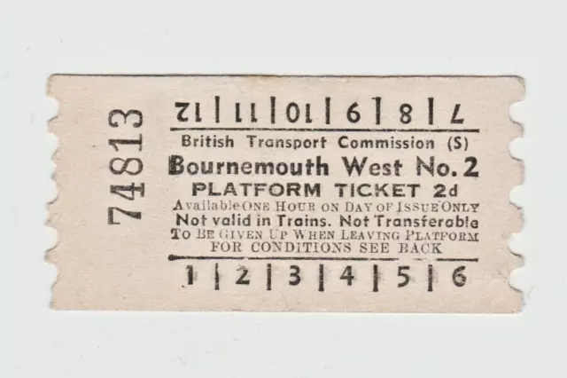 BTC Railway Platform Ticket Bournemouth West