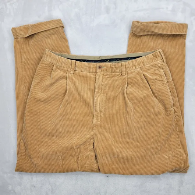 Polo Ralph Lauren Pants Mens 38 x 32 Brown Corduroy Dress Trouser Slacks Adult